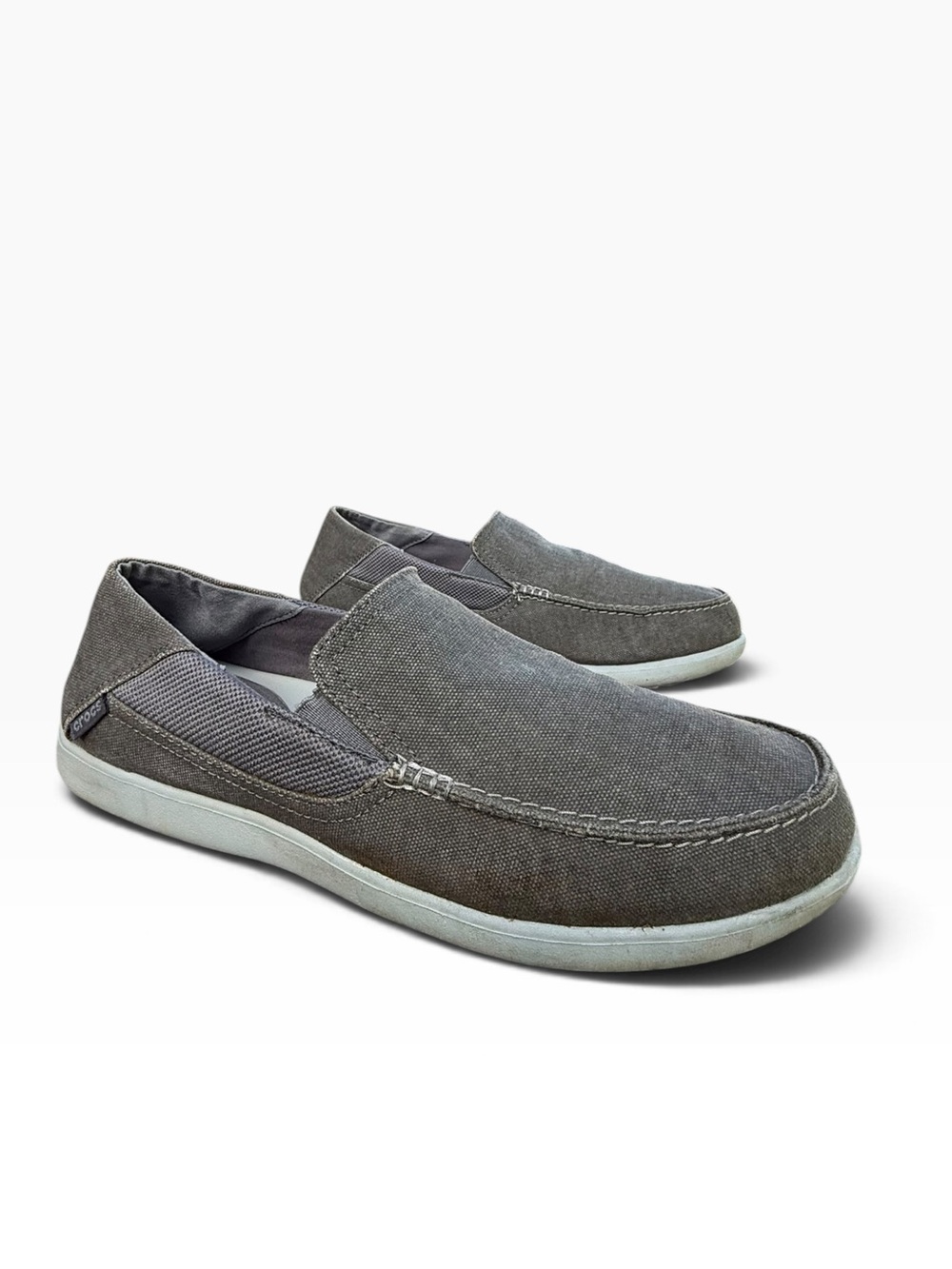 Crocs Men's Santa Cruz 2 Luxe Charcoal Gray Canvas Loafers Shoes Slip on Size 12